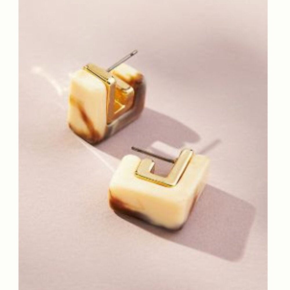 Anthropologie Small Squared Huggie Earrings
